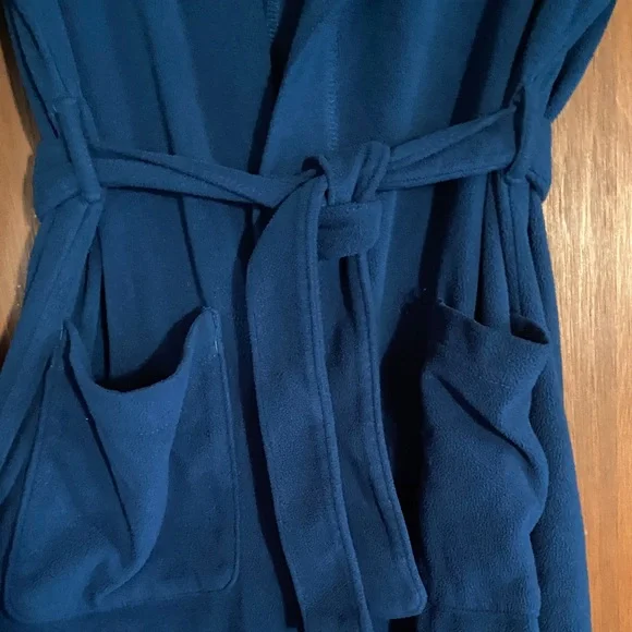 Lands' End Navy Hooded Kids BathRobe Size 8 - Picture 5 of 11